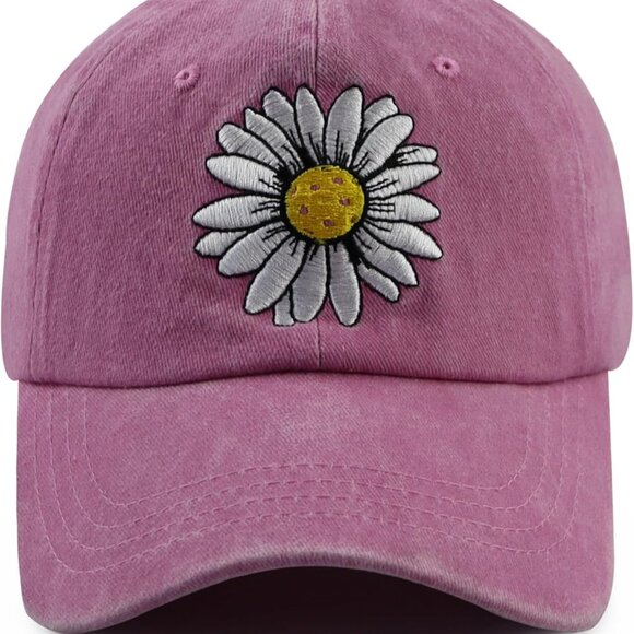Accessories - Pickleball Hat Women Cotton Adjustable Daisy Embroidered Baseball Cap
